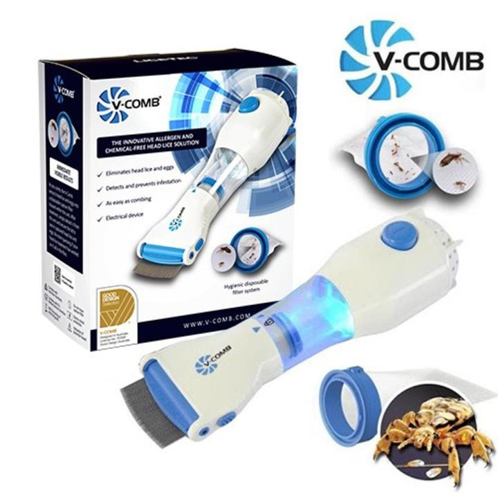 V Comb Electronic Head Lice Removal Machine – Anti-Lice Comb with 4 Filters