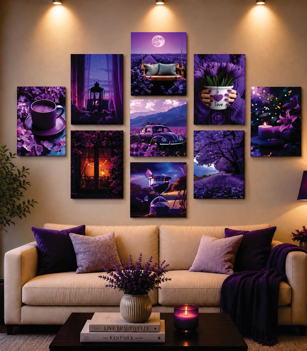 Set of 9 Premium Wall Art Photo Tiles – HD MDF Wall Decor Frames 8×11 Inch