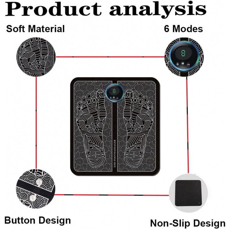 EMS Foot Massager Mat – Electric TENS Foot Massage Pad with Smart Display