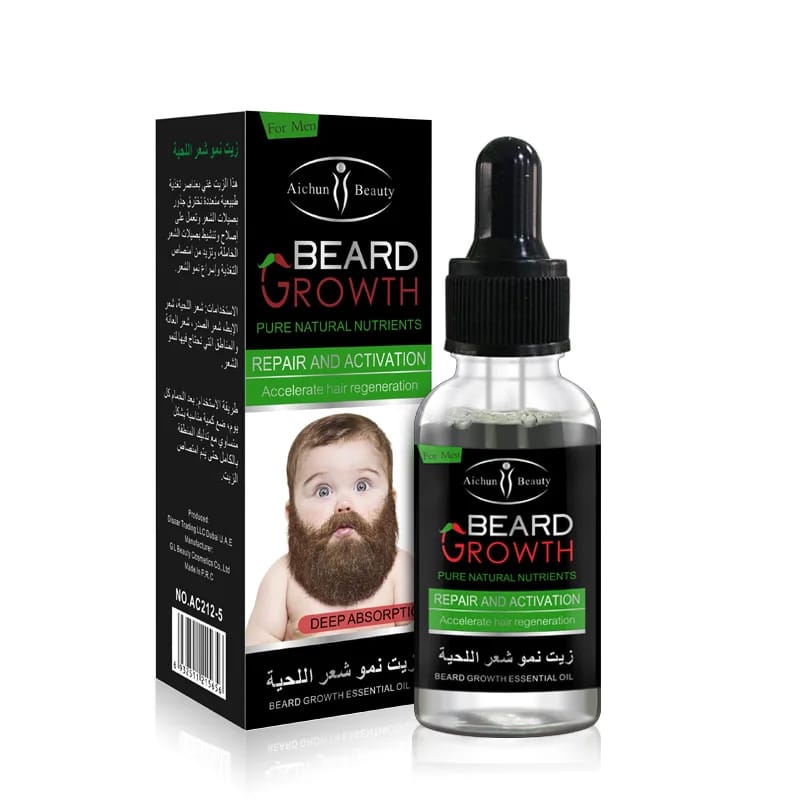 Aichun Beauty Organic Beard Growth Oil for Men – 30ml Nourishing Beard Care