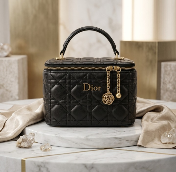 Imported Synthetic Leather Beauty Bag – Black Makeup & Cosmetic Organizer