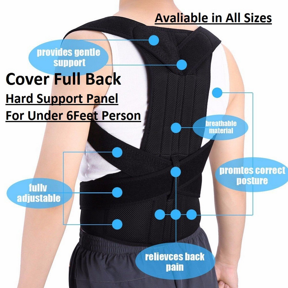 Adjustable Back Support Belt – Posture Corrector & Upper Back Support Brace