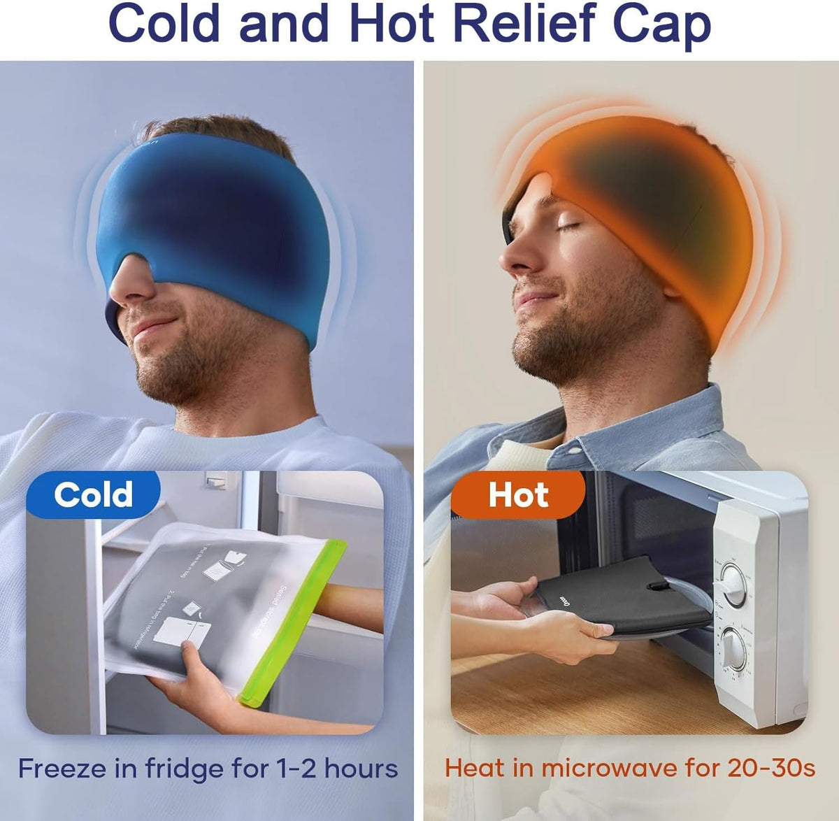 Reusable Gel Headache Relief Cap | Hot & Cold Therapy Hat with Storage Box