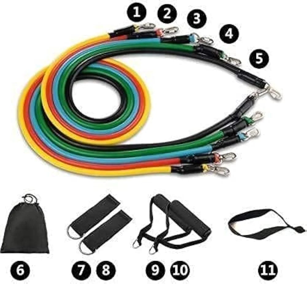 11-in-1 Natural Latex Resistance Bands Set – Portable Strength Training Exercise Kit