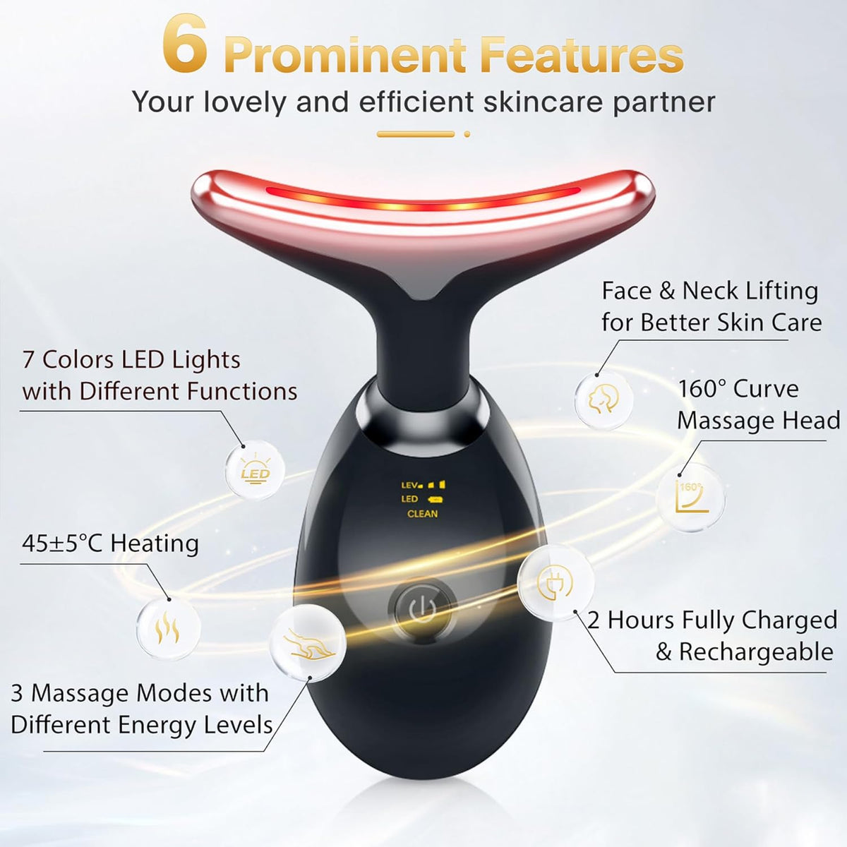 Rechargeable Electric Face Massager with 3 Modes & 45°C Warmth – Anti-Wrinkle Facial Beauty Device