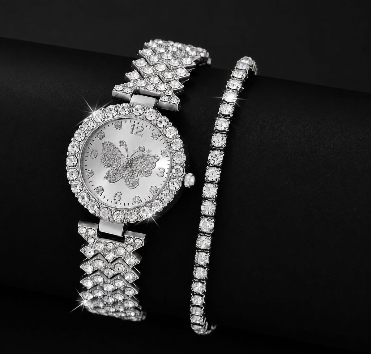 Women’s Butterfly Quartz Watch & Bracelet Set – Elegant Golden Fashion Accessories