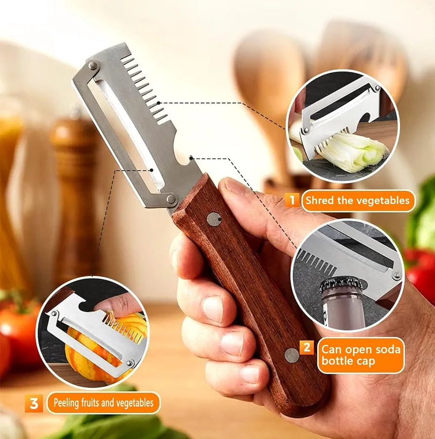 3-in-1 Stainless Steel Peeler Knife – Multifunctional Kitchen Tool