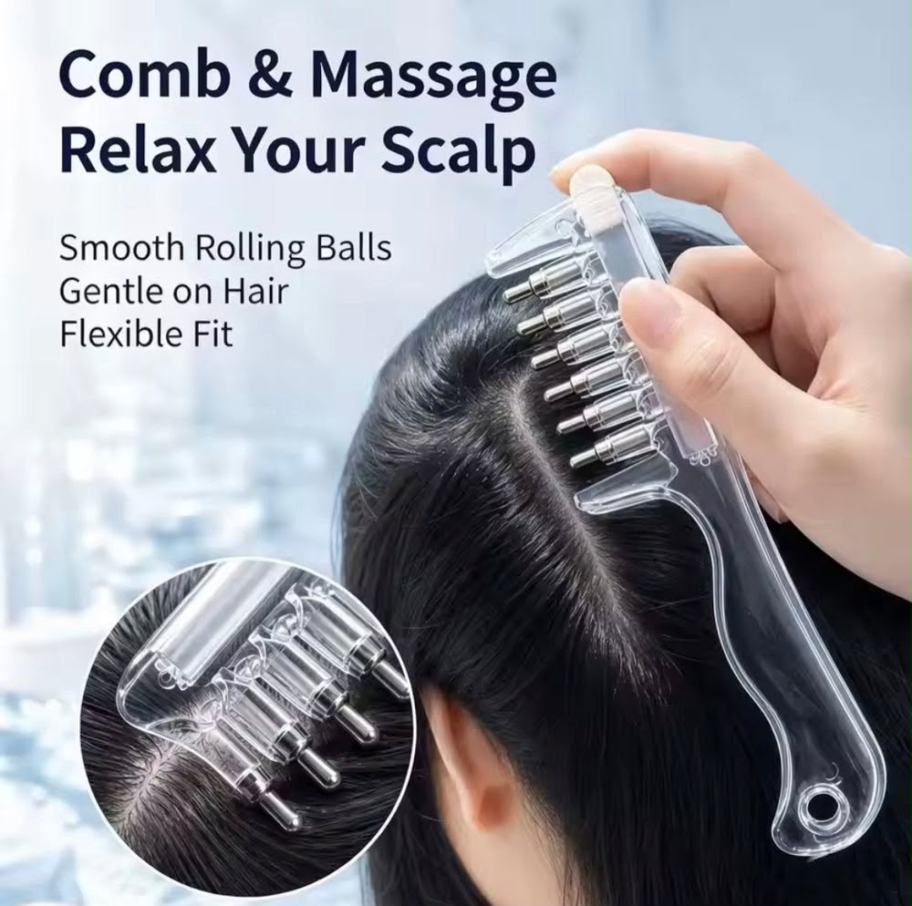 Scalp Massage Comb with Rolling Balls | Hair Oil & Serum Applicator